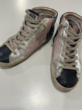 Golden Goose Pink Silver Black High-Top Sneakers